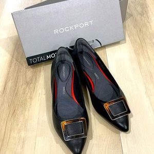Rockport Total Motion Black Leather Flats Size 6.5 Euro 37